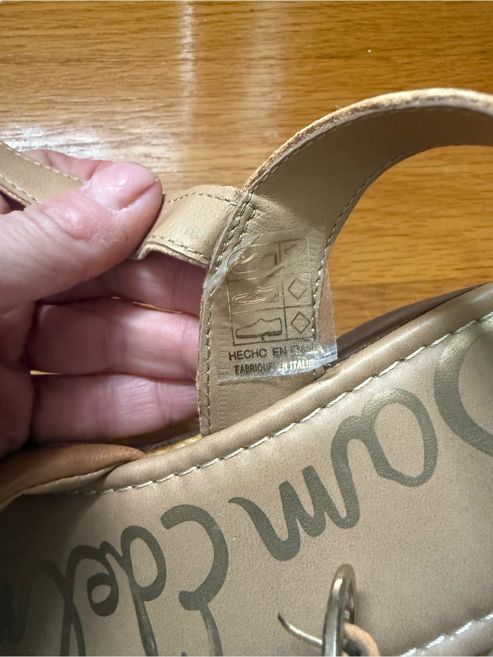 NWOT Sam Edelman Womens Tan Platform Sandals with Block Wood Heel - Picture 5 of 5